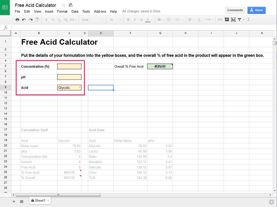 Free Acid Calculator for pH and Exfoliants