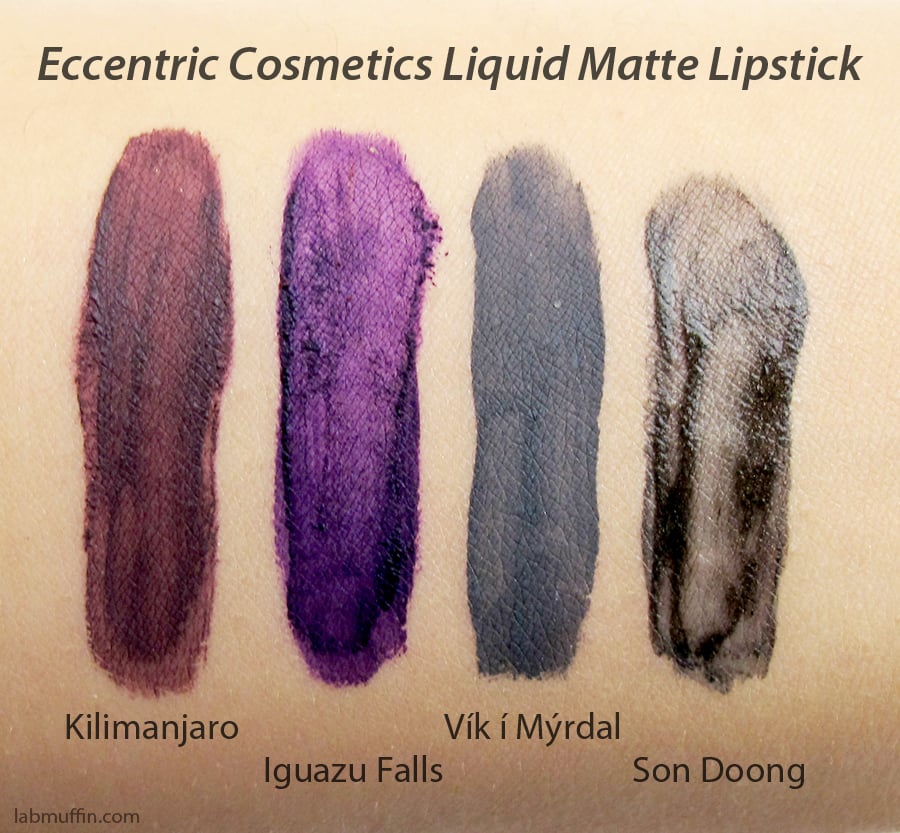 Eccentric Cosmetics Matte Liquid Lipsticks Swatches and Review