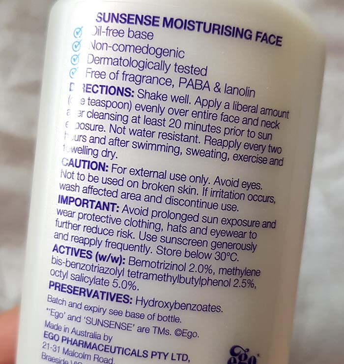 chemical sunscreen ingredients