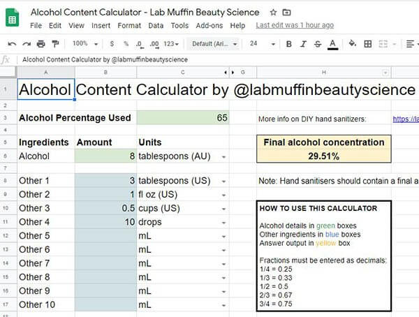 Alcohol content calculator