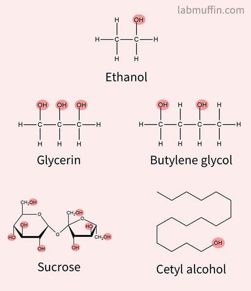 skincare alcohol ingredients structures