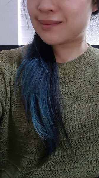 blue dyed hair