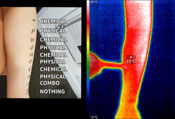 Arm vs elbow heat and sunscreens