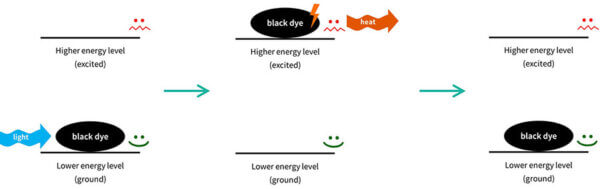 Black dye absorbance and emission