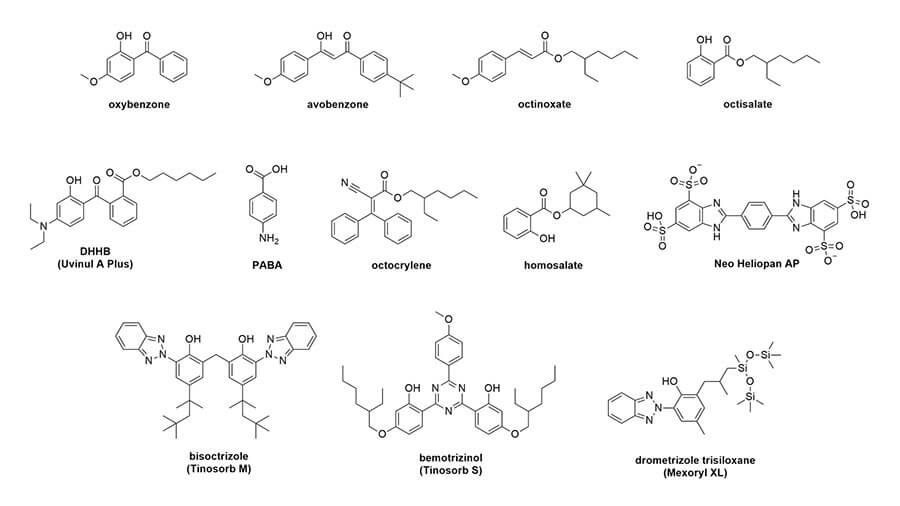 Organic sunscreen structures