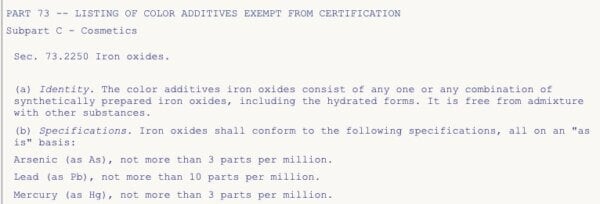 FDA iron oxides