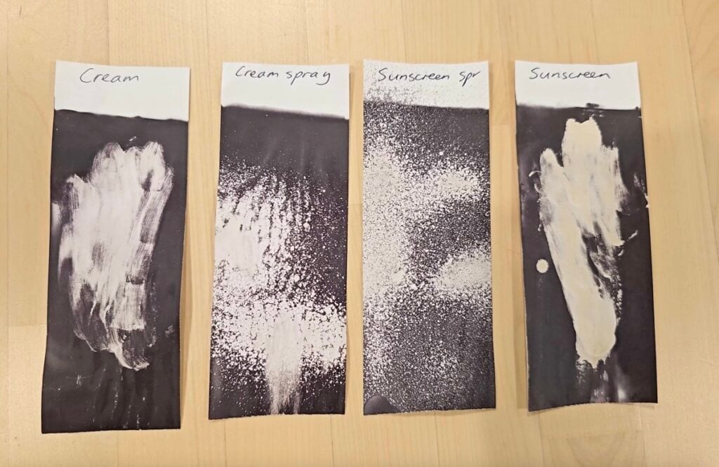 Moisturiser and sunscreen receipts