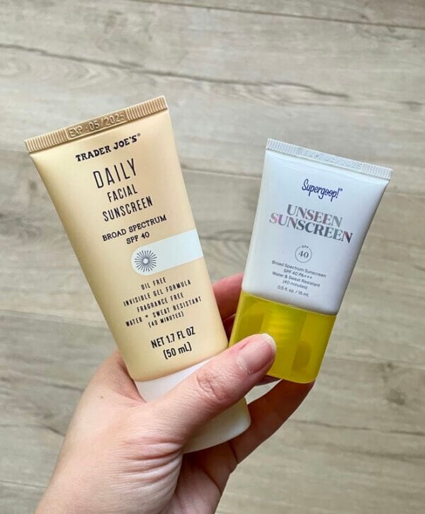Supergoop Unseen Sunscreen vs Trader Joe’s Dupe Sunscreen reviews