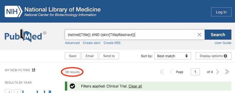 pubmed retinol search