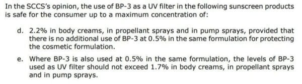 SCCS oxybenzone conclusion