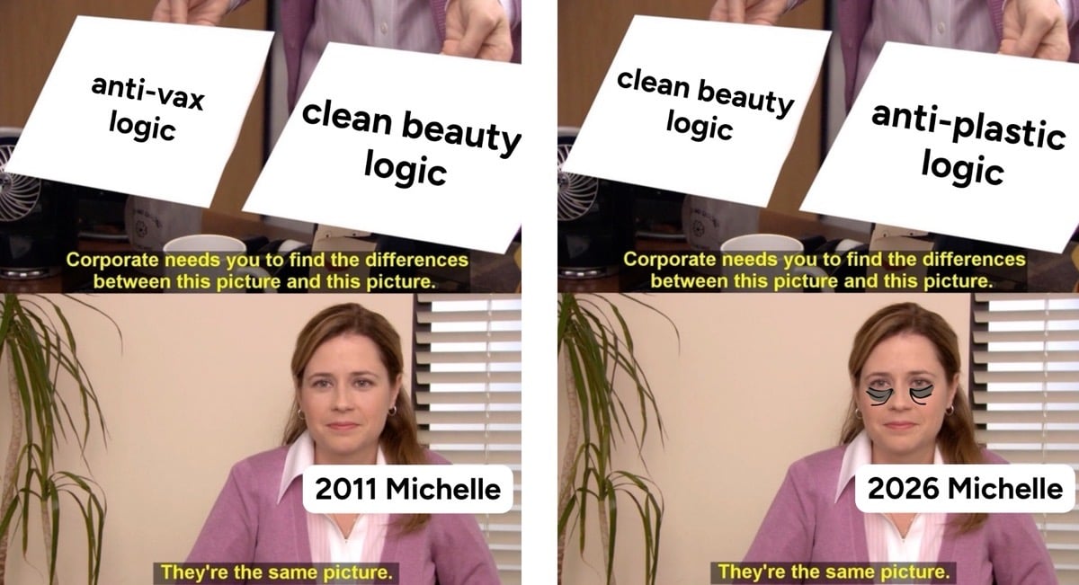 anti plastic clean beauty meme